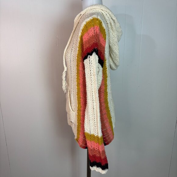 Rip Curl Sweater XS Ivory Hooded Baja Stripe Pullover Relaxed Fit Women's - Picture 4 of 11